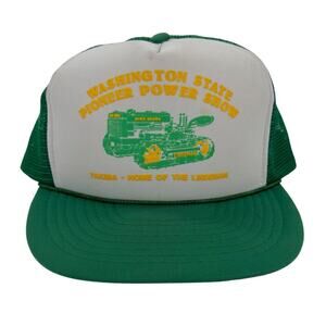 Vintage Snapback Trucker Hat Lindeman John Deere WA State Pioneer Power Show